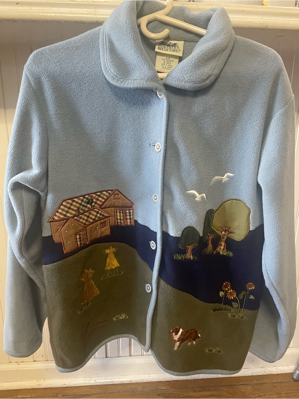 Vintage Northern Reflections Light Blue Fleece Farm Dog Jacket